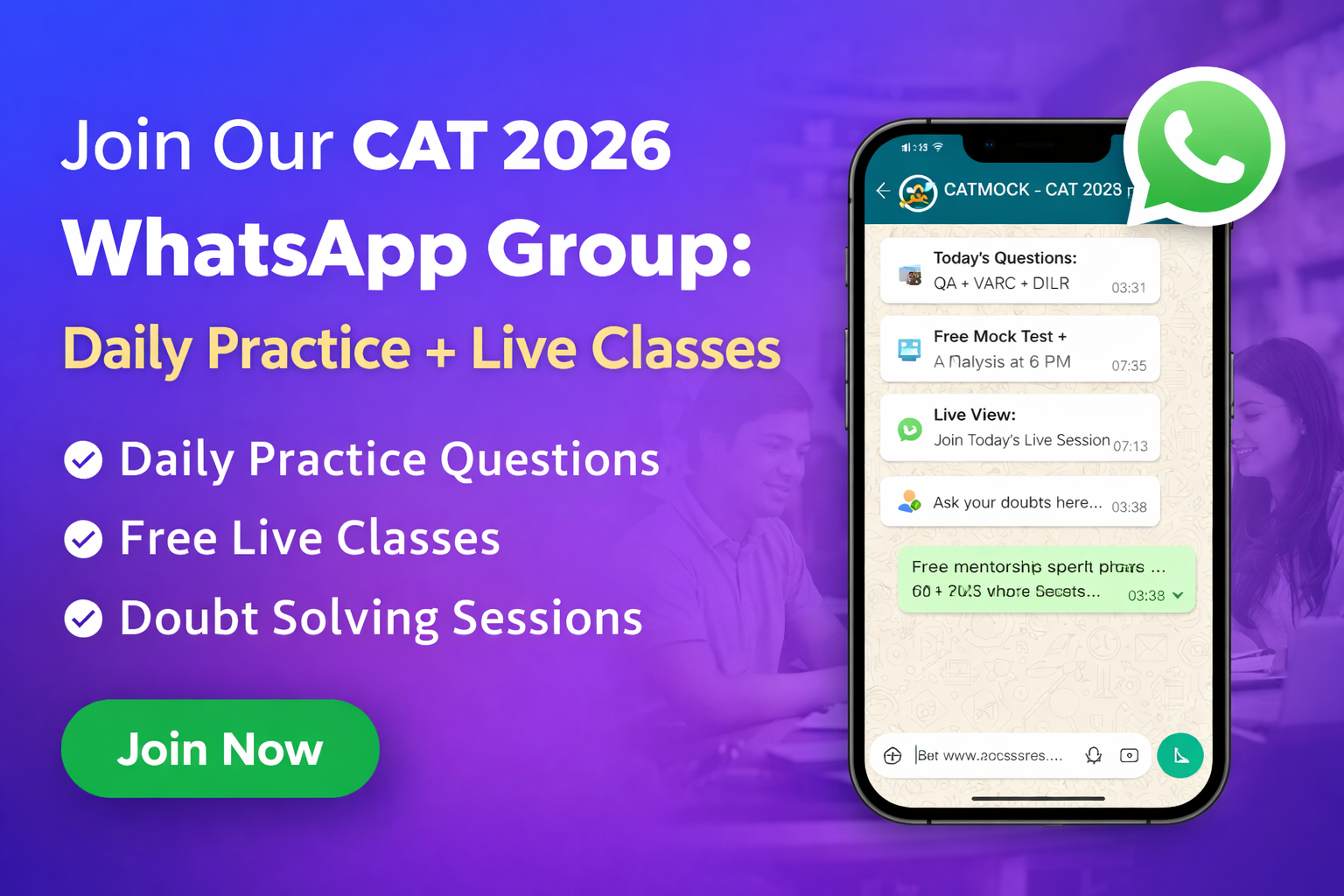 You are currently viewing CAT 2026 Preparation WhatsApp Group: Daily Practice, Mock Tests & Live Classes